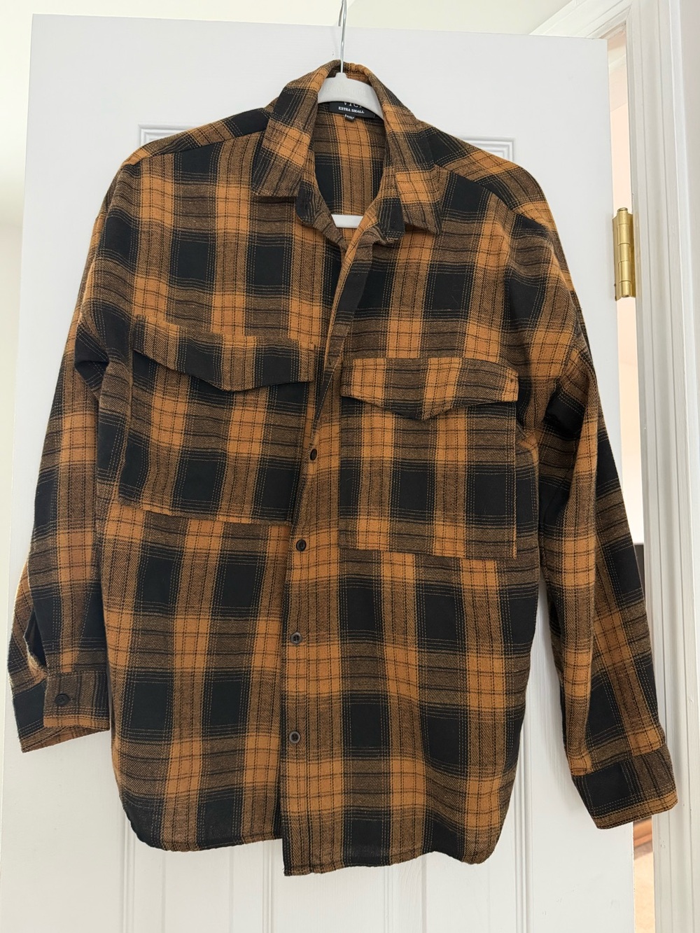 Black and Brown Plaid Button-Up Jacket